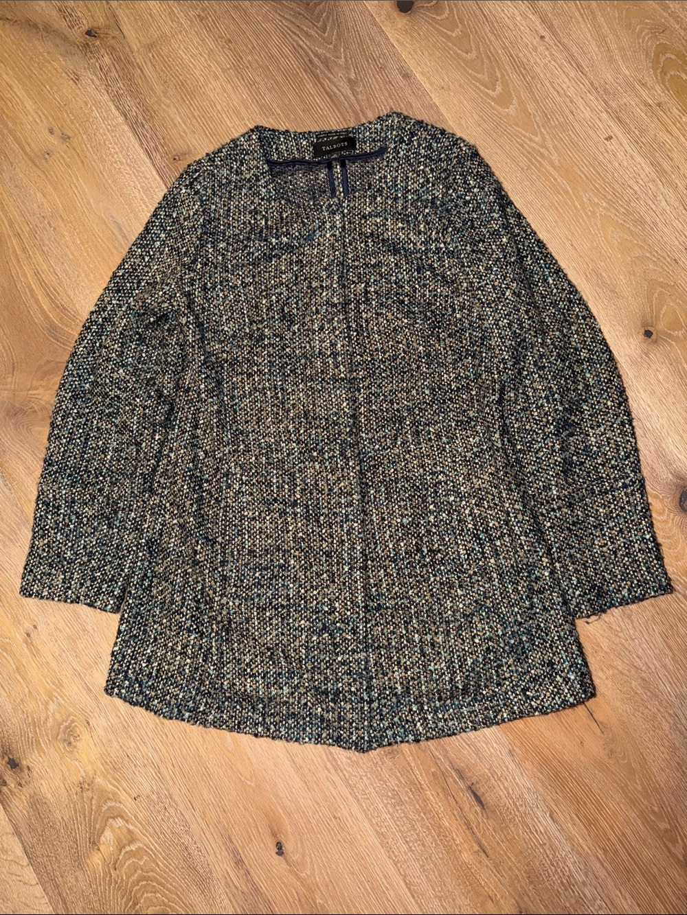 Talbots Blue Multicolor Tweed Jacket size 10 long sleeve business